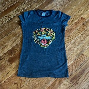 Ed Hardy T-Shirt with Tiger Graphic - Dark Gray